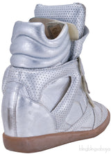 Silver Metallic Leather Bird Sneakers