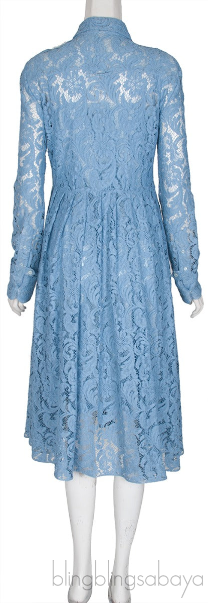Logo Patch Lace Midi Dress