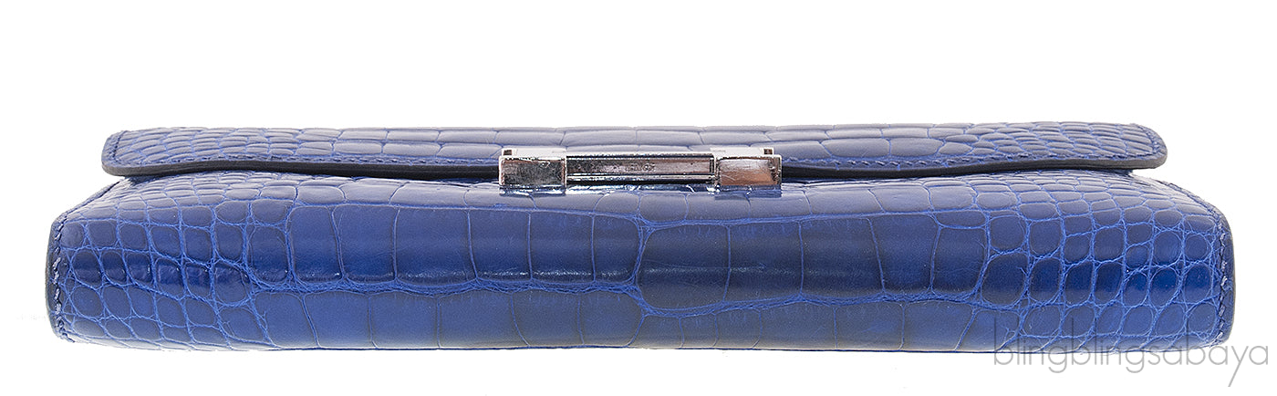 Constance Bleu Electrique Croc Wallet