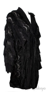 Metallic Black Fringed Cardigan