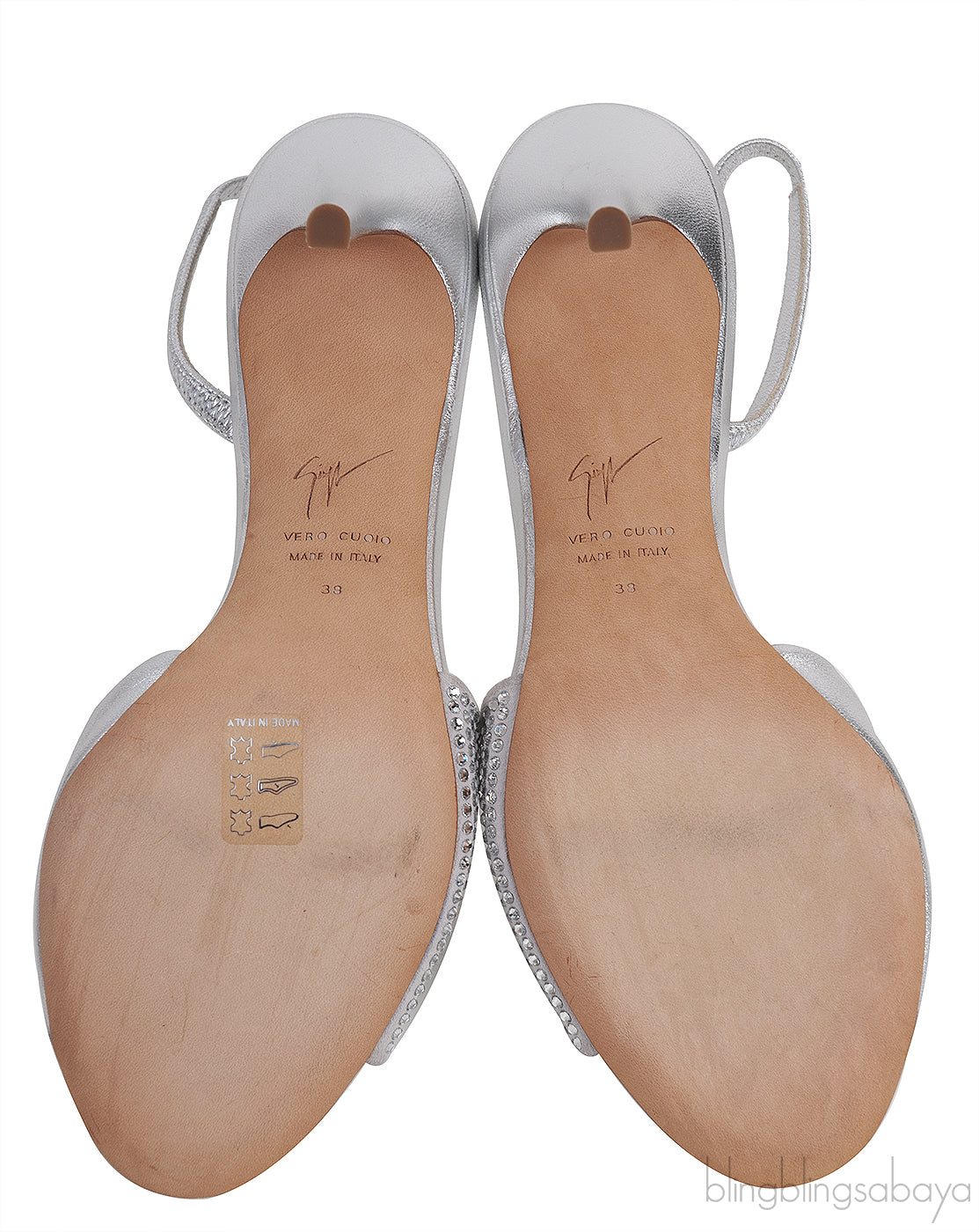 Giuseppe Zanotti Silver Crystal Embellished Vamp Slingback