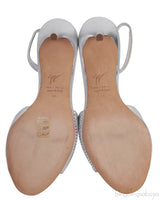 Giuseppe Zanotti Silver Crystal Embellished Vamp Slingback