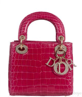 Lady Dior Mini Cherry Sorbet Crocodile GHW