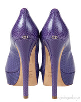 Purple Snakeskin Peep Toe Pump