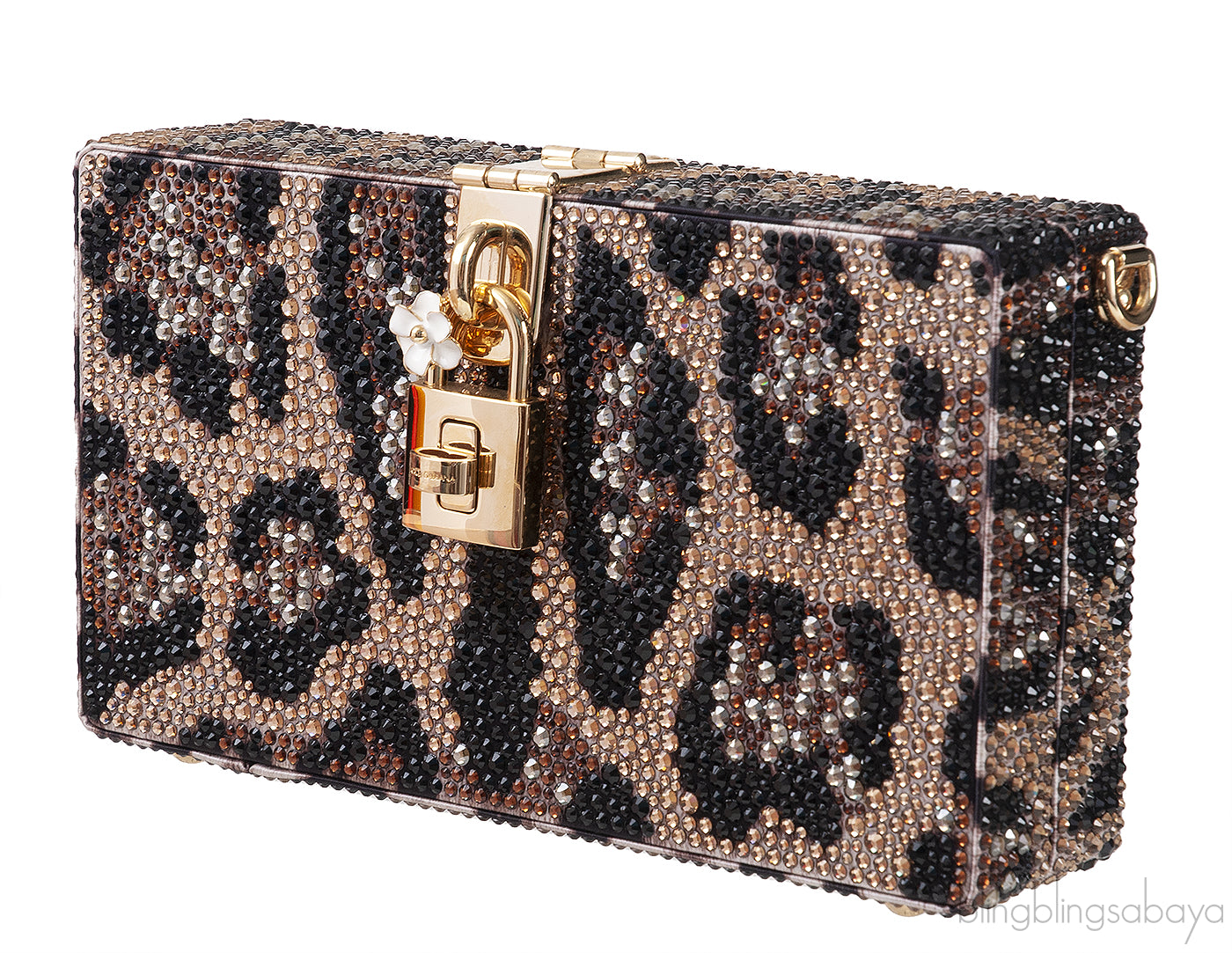 Dolce & Gabbana Leopard Crystal Hard Clutch Shoulder Bag