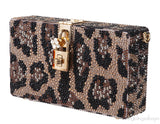 Dolce & Gabbana Leopard Crystal Hard Clutch Shoulder Bag