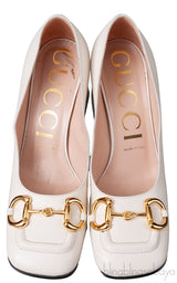Off-white Horsebit Mid-Heel Pump