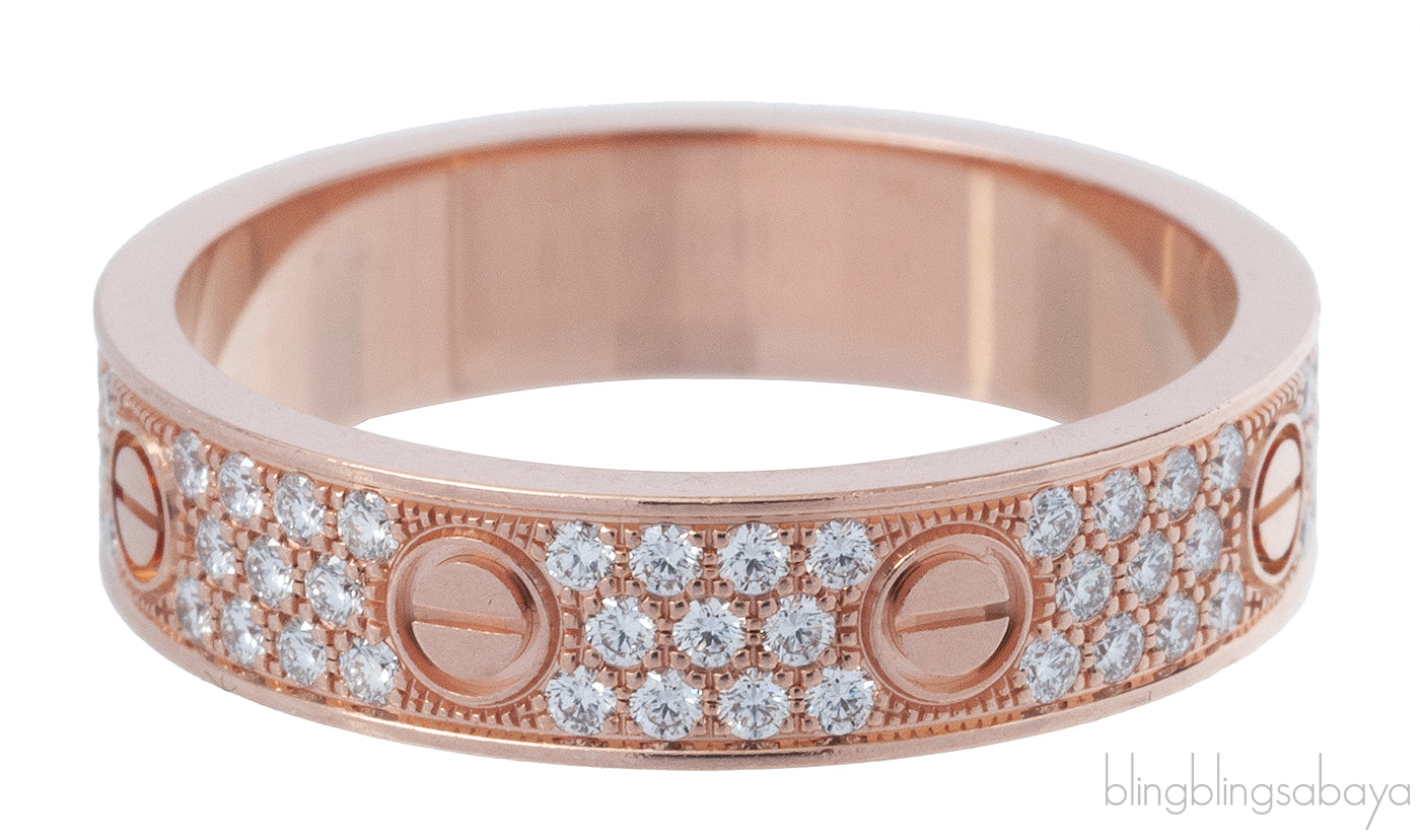 Rose Gold Diamond Paved Love Ring