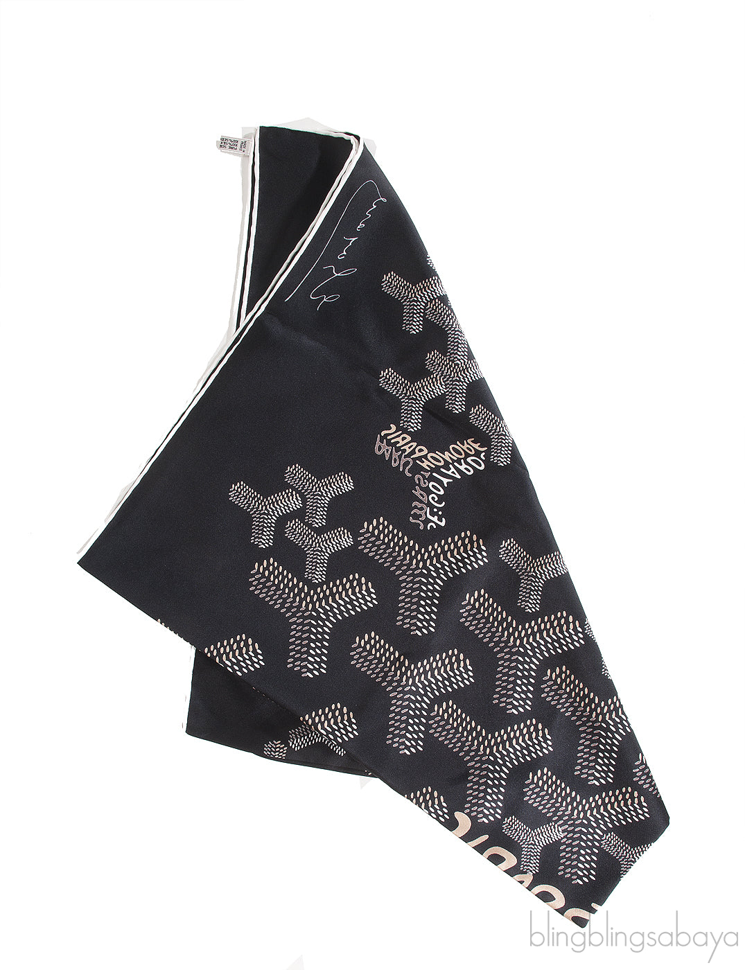 Silk Goyardine Black Scarf