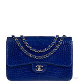 Classic Blue Iris Crocodile Jumbo Flap Bag