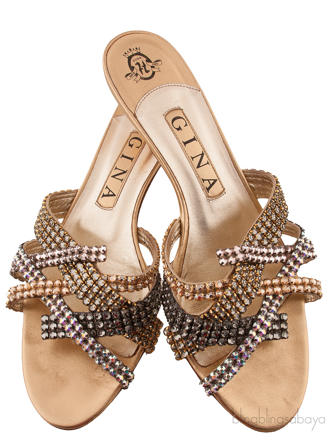 Tri-color Crystal Mini Kitten Heels