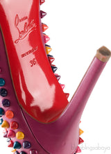 Multicolored Spike Purple Leather Pump