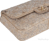Crystal Bead Jewel Gold Medium Flap Bag