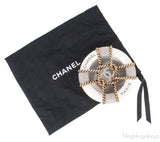 Off-white Crystal Gold Round Clutch