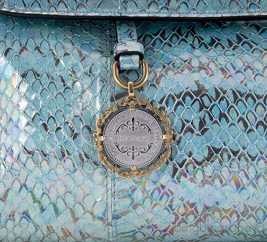 Miss Sicily Blue Watersnake Flap Bag