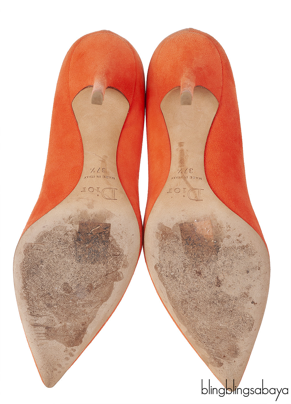 Christian Dior Orange Suede Pointed Heels