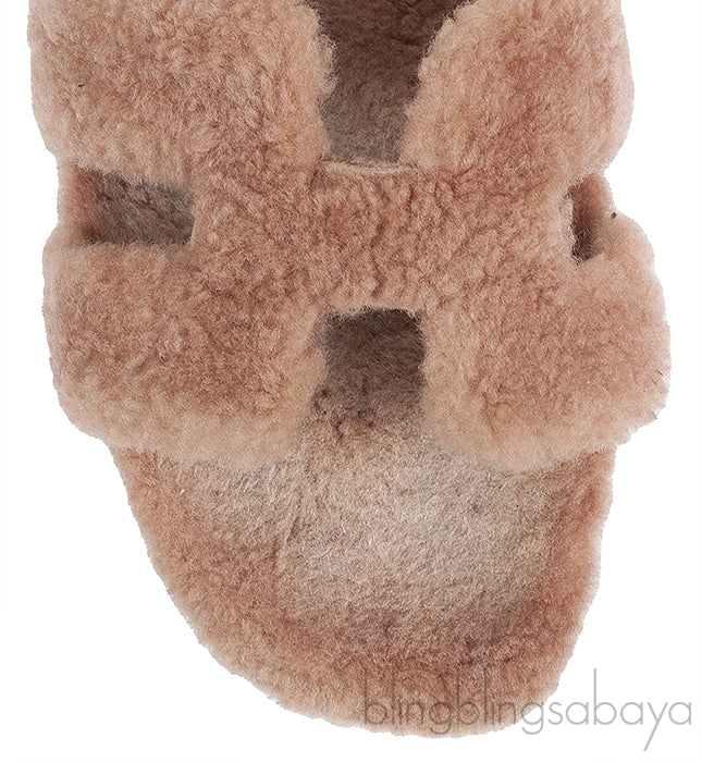 Hermes Oran Teddy Bear Brown Sandals