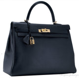 Kelly 35 Black Togo Retourne GHW