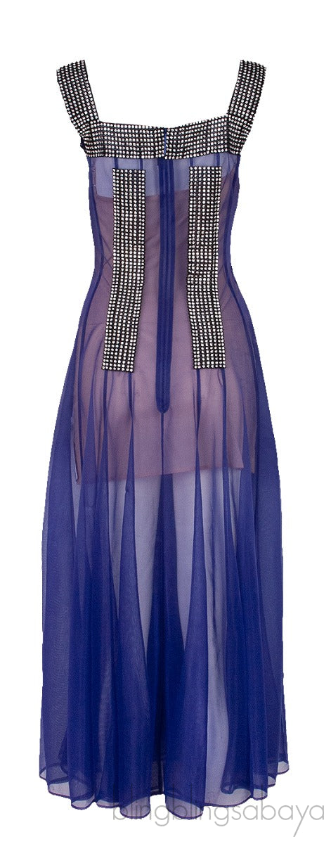 Purple Crystal Mesh Dress