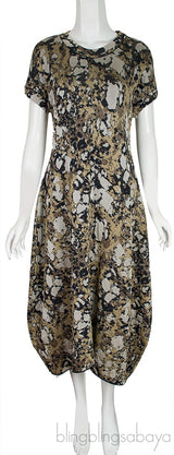 Abstract Print Metallic Multicolor Dress