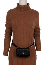 Chanel Black Quilted Leather Vintage Classic Chain Belt Bag