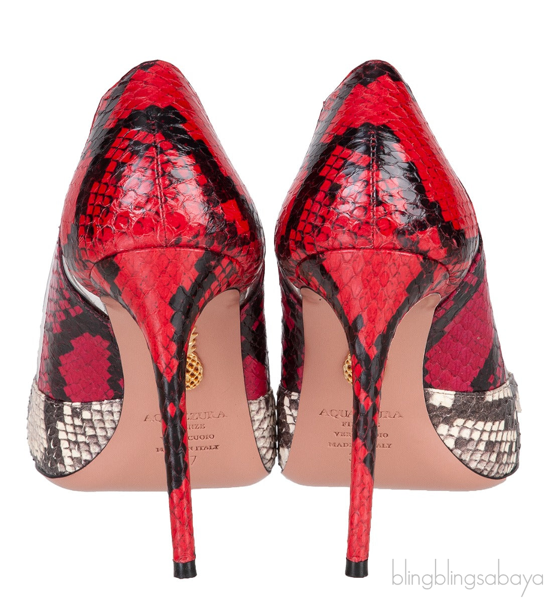 Natural & Red Python PVC Heels