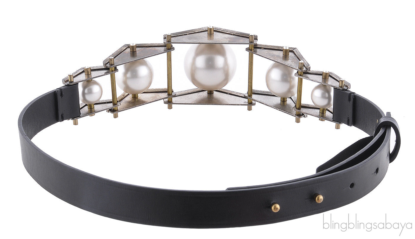 Black Pearl Leather Belt