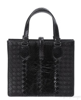 Bottega Veneta Black Intrecciato Leather & Python Handbag