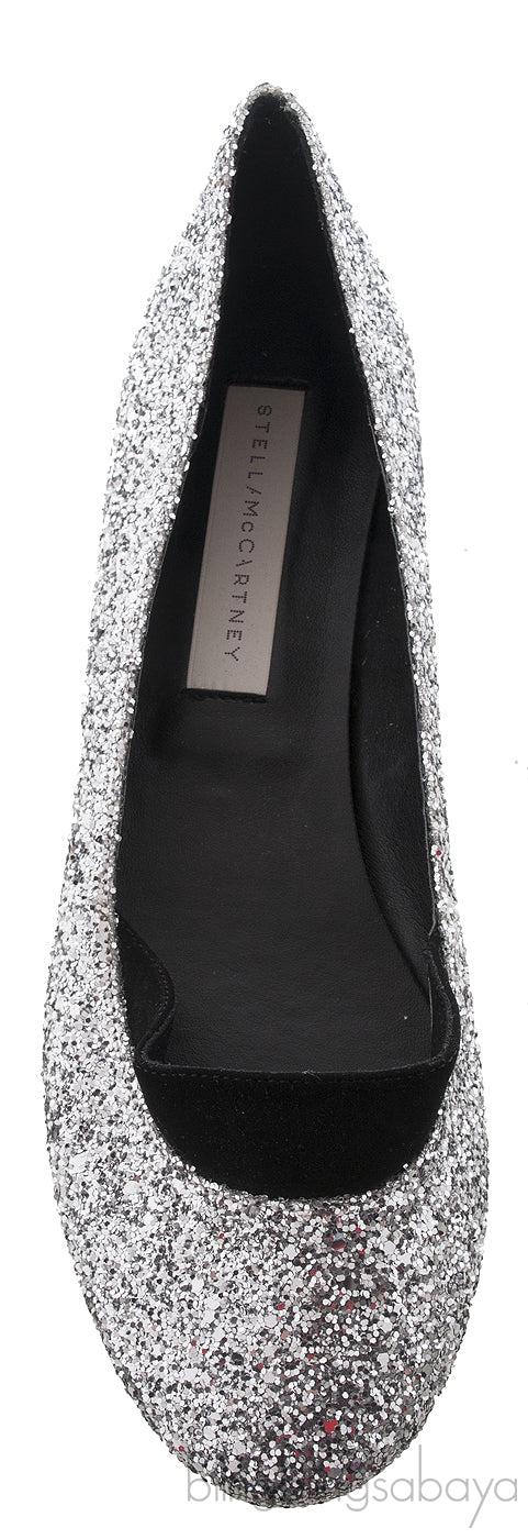Silver Glitter Ballerina Flats