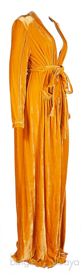 Marigold-Yellow Velvet Dress