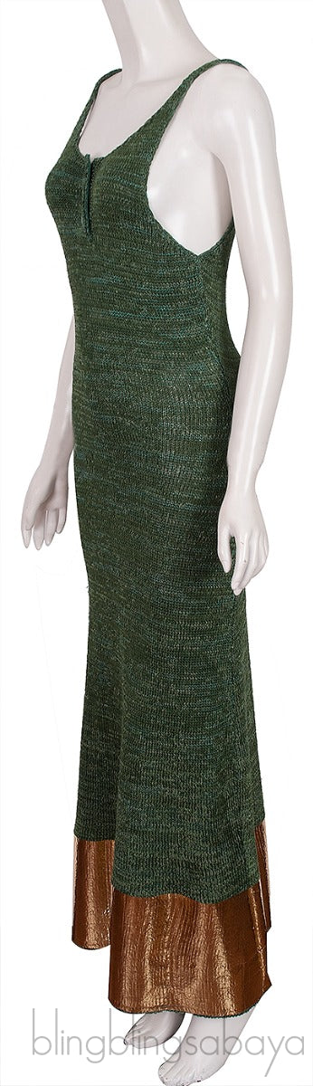 Metallic Paneled Knitted Maxi Dress