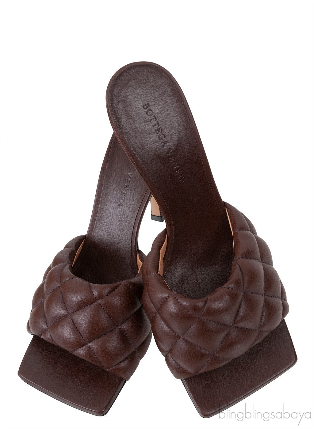 Brown Nappa Quilted Lido Mule Sandals