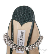 Jimmy Choo Croc-effect Bing 100 Crystal-Embellished Leather Mules