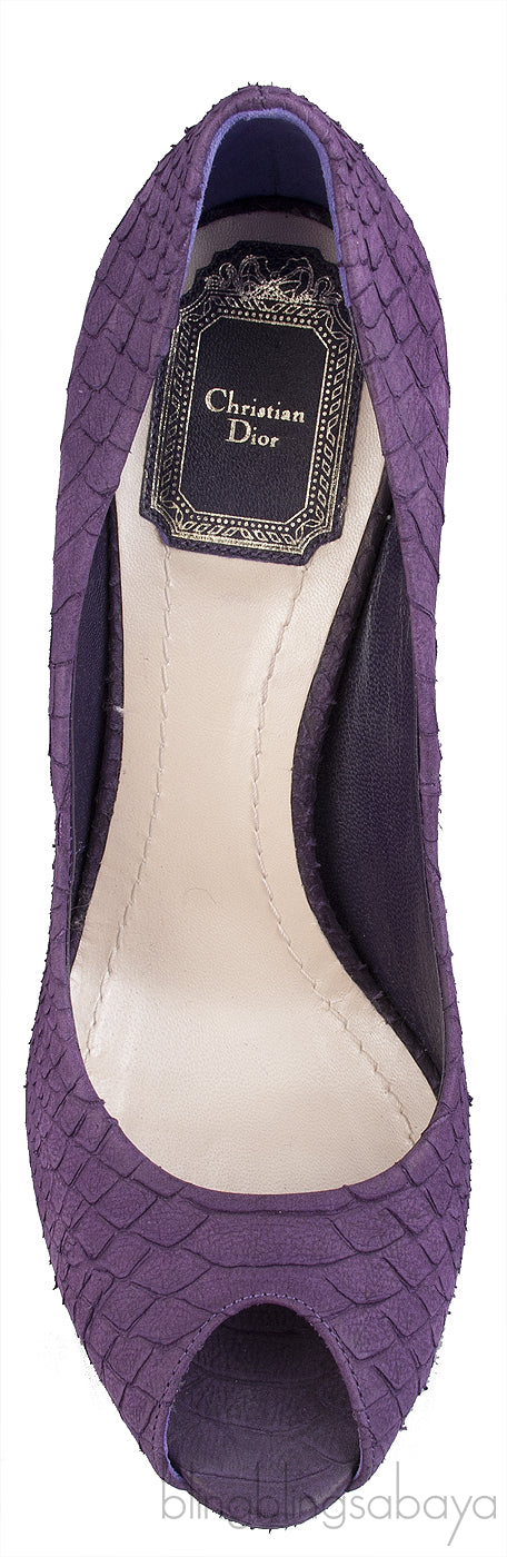 Purple Python Peep Toe Pump