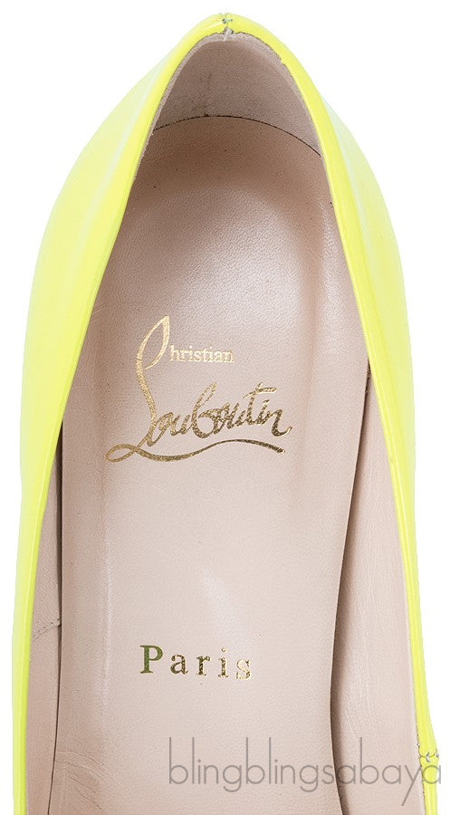 Yellow Patent Decollete Pumps