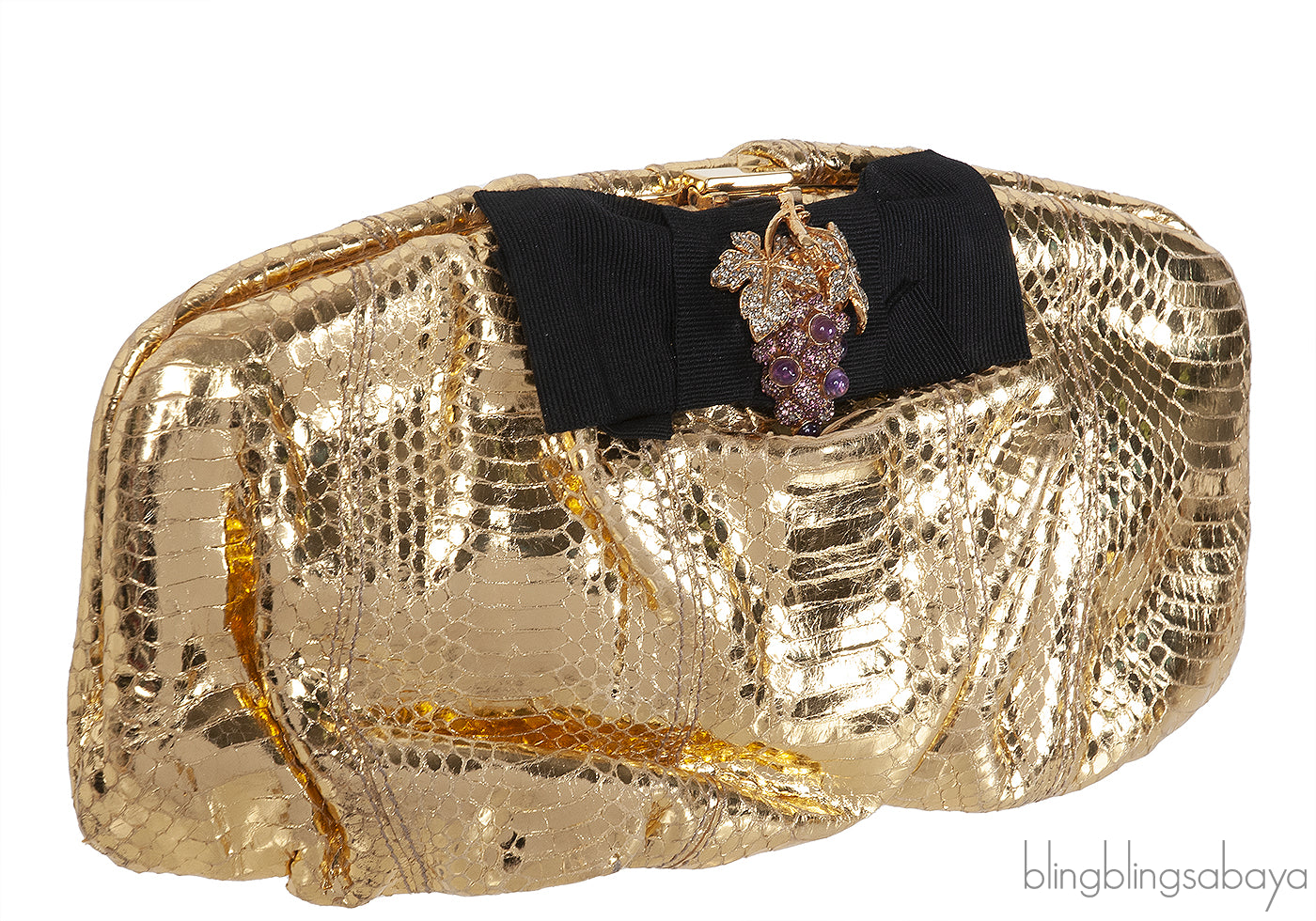 Dolce & Gabbana Gold Snakeskin Wallet Clutch