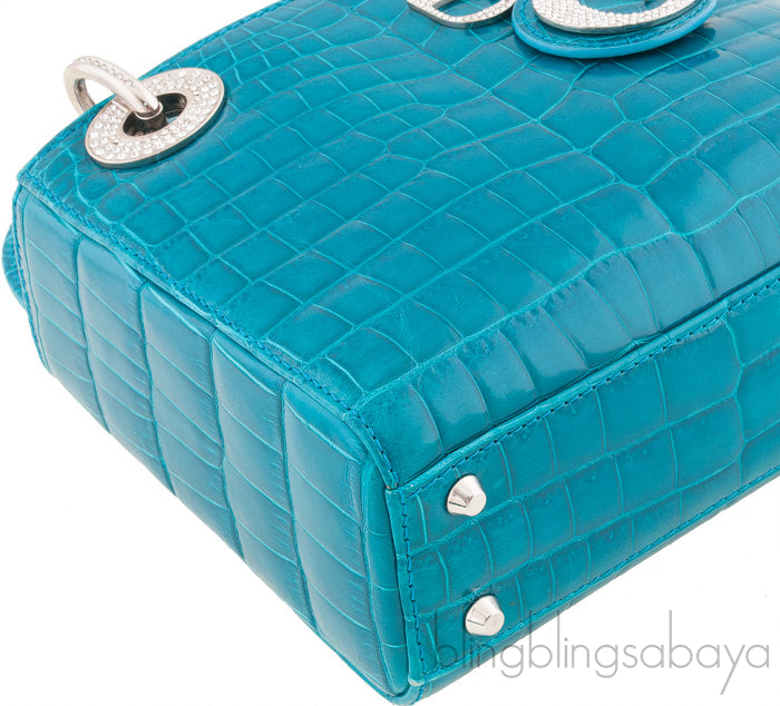 Lady Dior Mini Blue Green Crocodile