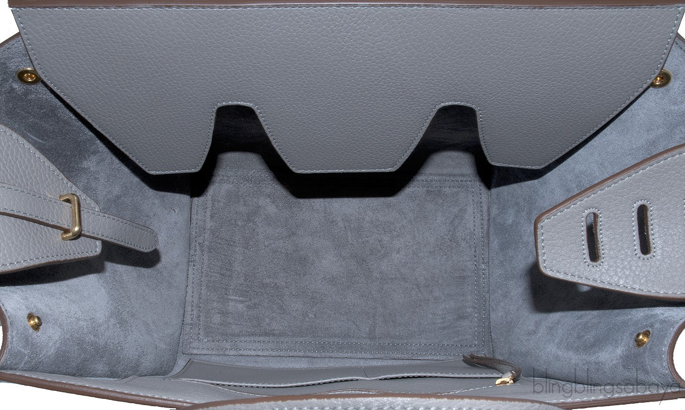 Taupe Leather Tie Tote Bag