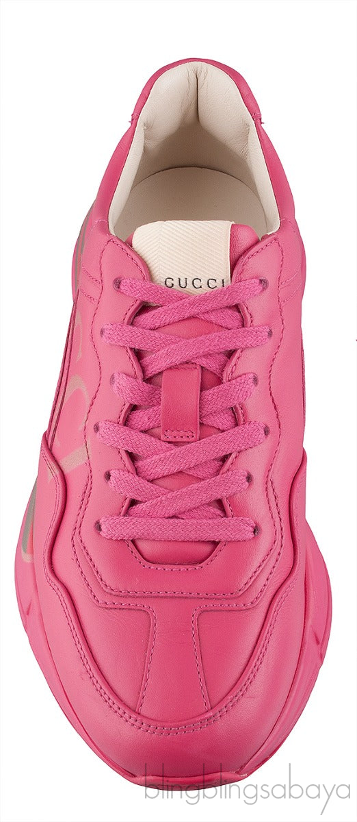 Pink Rhyton Logo Leather Sneaker
