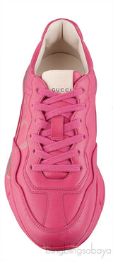 Pink Rhyton Logo Leather Sneaker