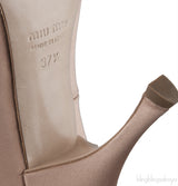 Nude Satin Black Strap Heels