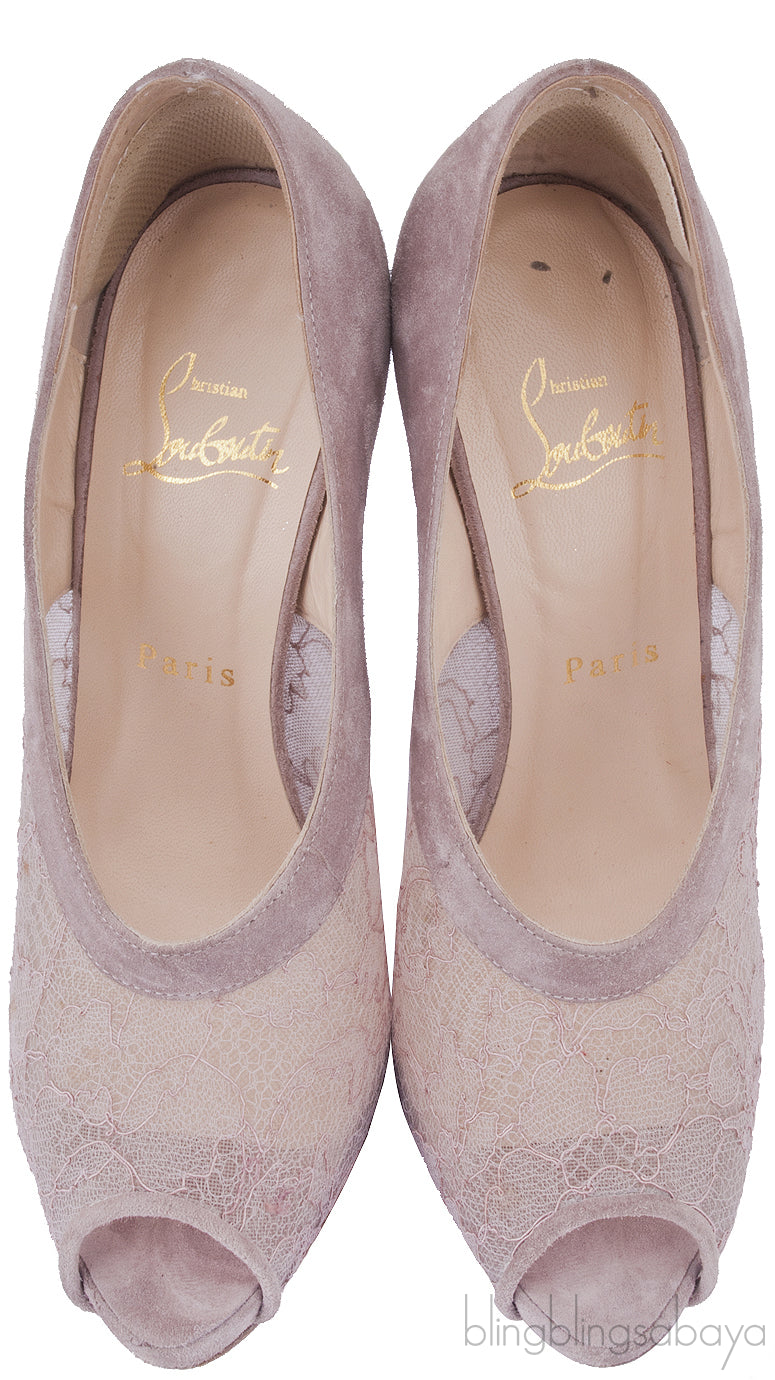Old Rose Mesh Suede Peep Toe Pump