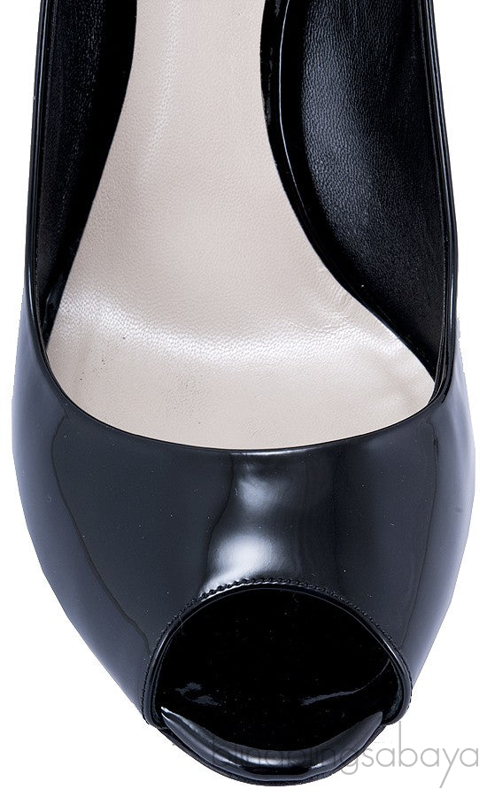 Black Patent Lucky Peep Toe