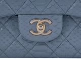 Gray Python Jumbo Double Flap Bag GHW