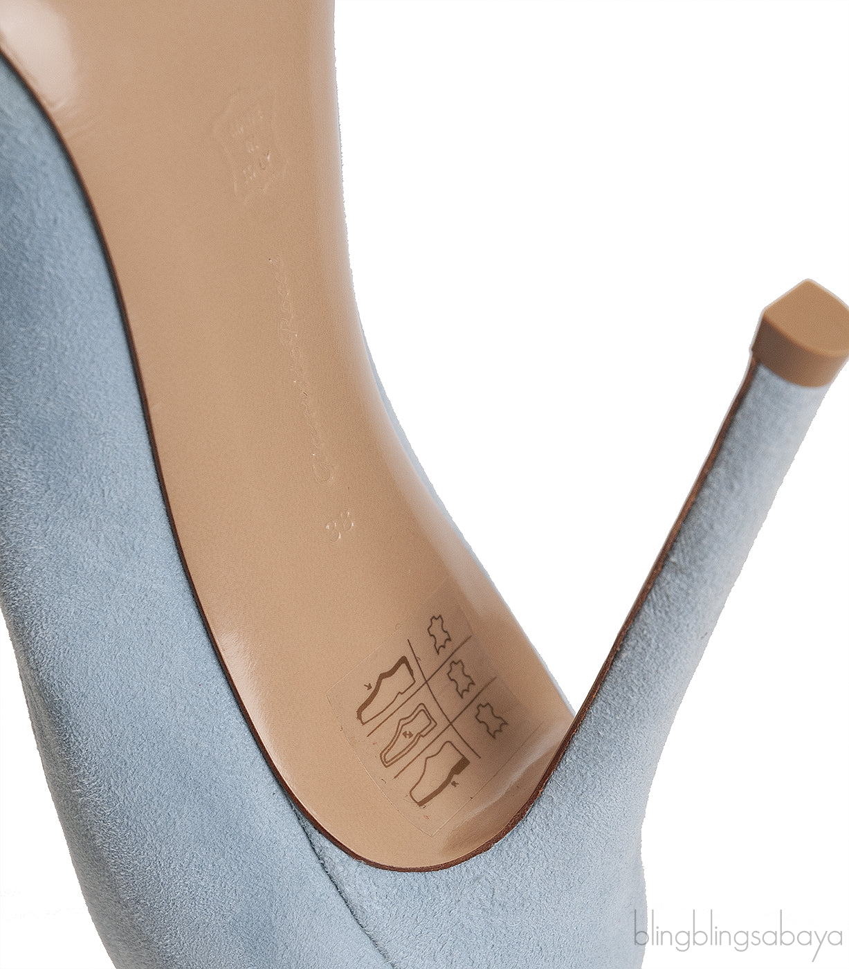 Light Blue Suede Pointed Toe Heels