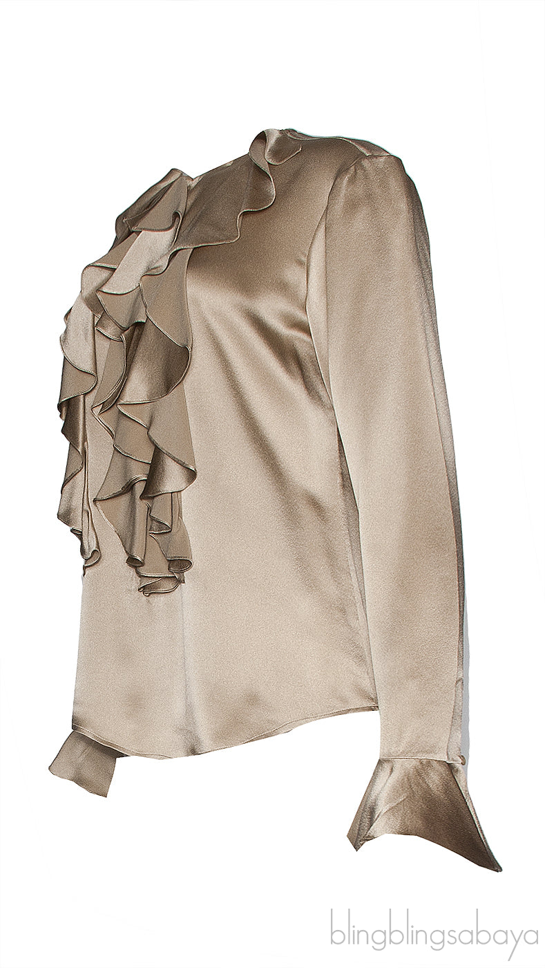 Gold Ruffled Long Sleeve Shirt