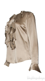 Gold Ruffled Long Sleeve Shirt