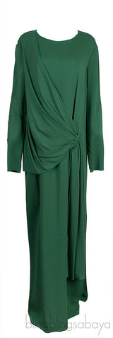 Green Gathered Front Maxi Dress