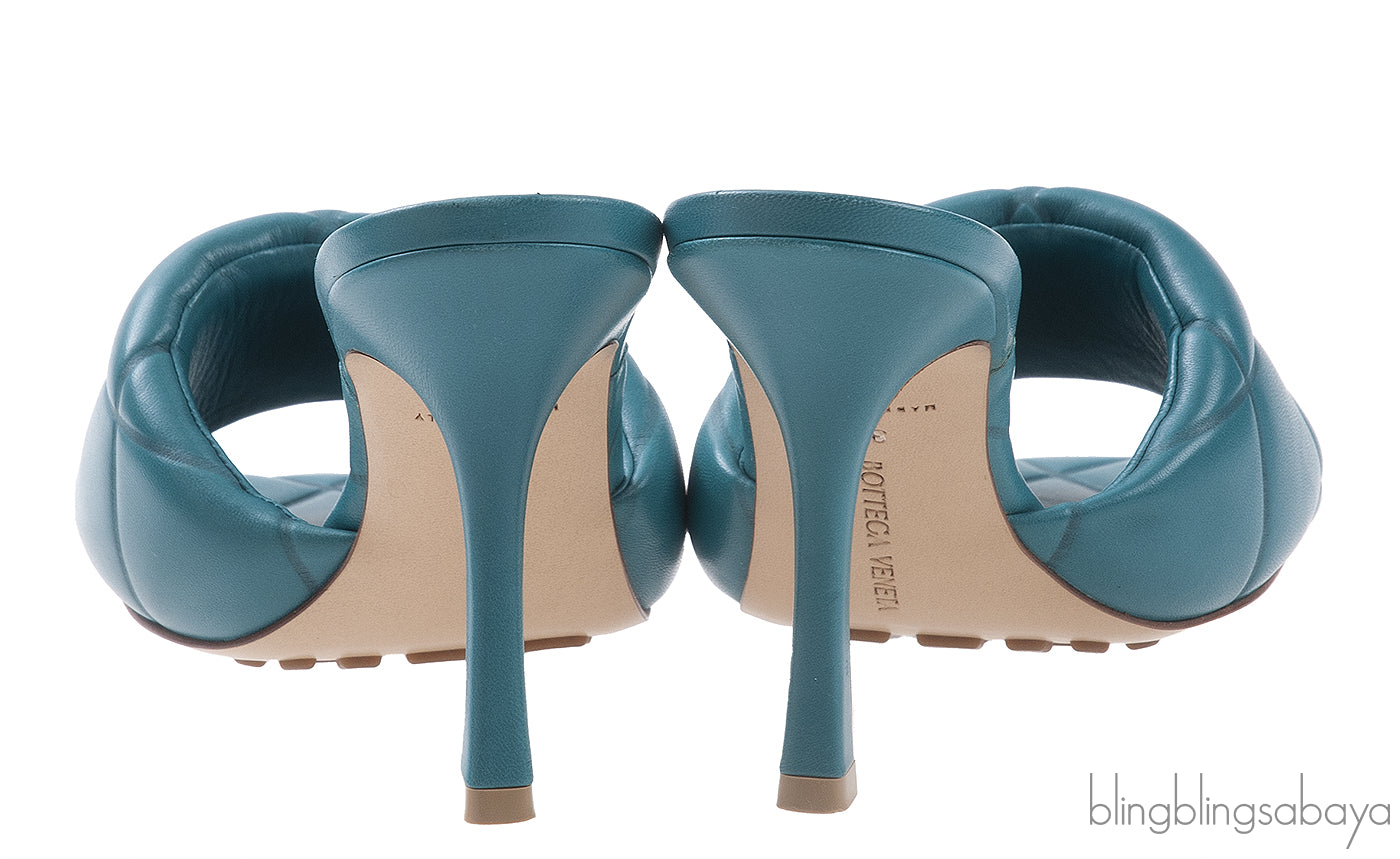 Bottega Veneta Blue Green Rubber Lido Mules 38