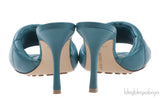 Bottega Veneta Blue Green Rubber Lido Mules 38